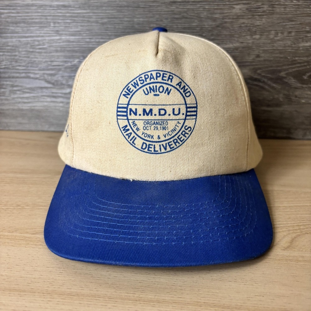 VINTAGE NMDU Hat Cap Snap Back Blue White Union Mail Deliverers Mens 90s